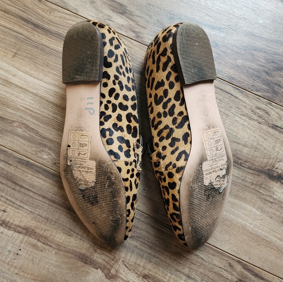 J. Crew Tan & Black Leopard Print Calf Hair Slip On Loafers - Picture 3 of 4